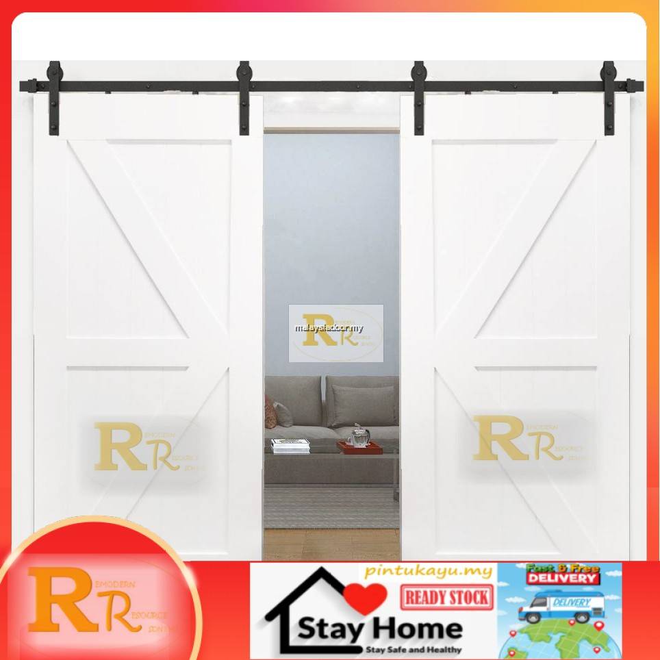 RRB.ARROW Sliding Barn door Full set Nyatoh Wood Pintu Kayu